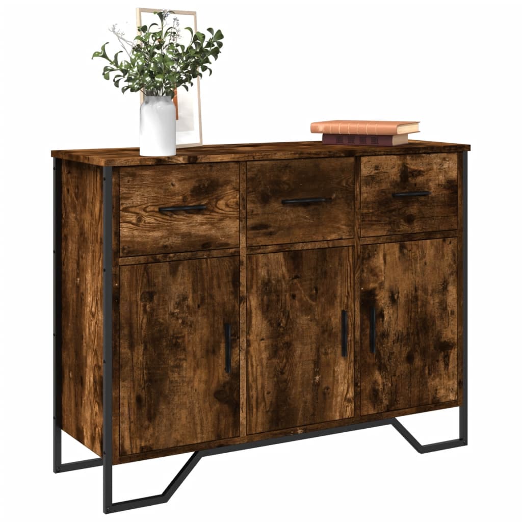 Buffet chêne fumé 97x32,5x74,5 cm bois d'ingénierie - XIOS