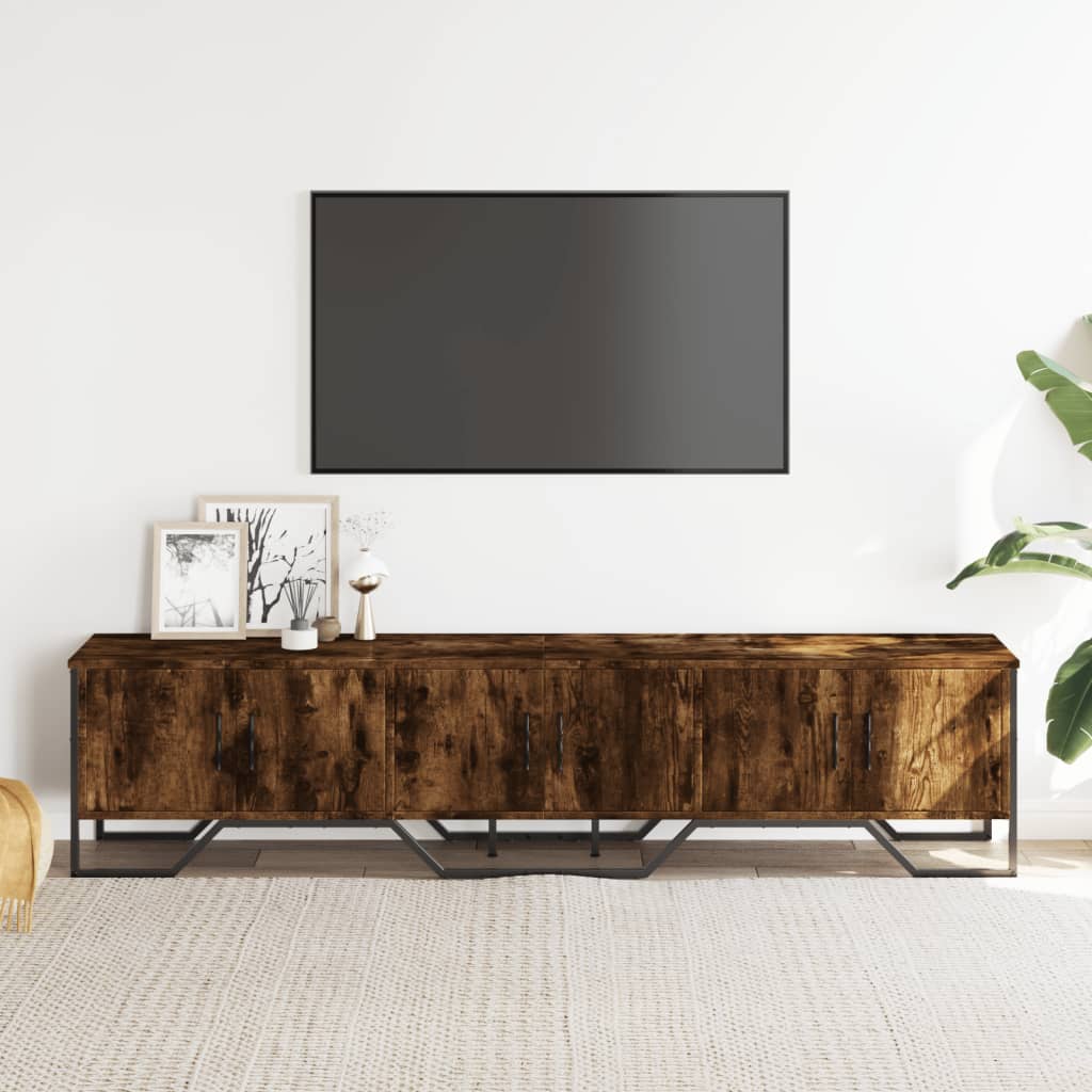Meuble TV chêne fumé 180x34x41 cm bois d'ingénierie - XIOS