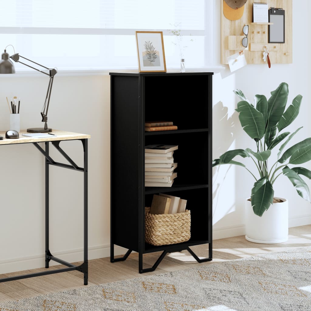 Bibliothèque noir 50x31x106 cm bois d'ingénierie - XIOS