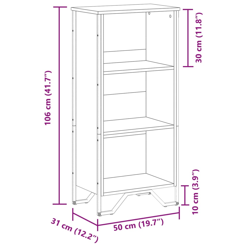 Bibliothèque sonoma gris 50x31x106 cm bois d'ingénierie - XIOS