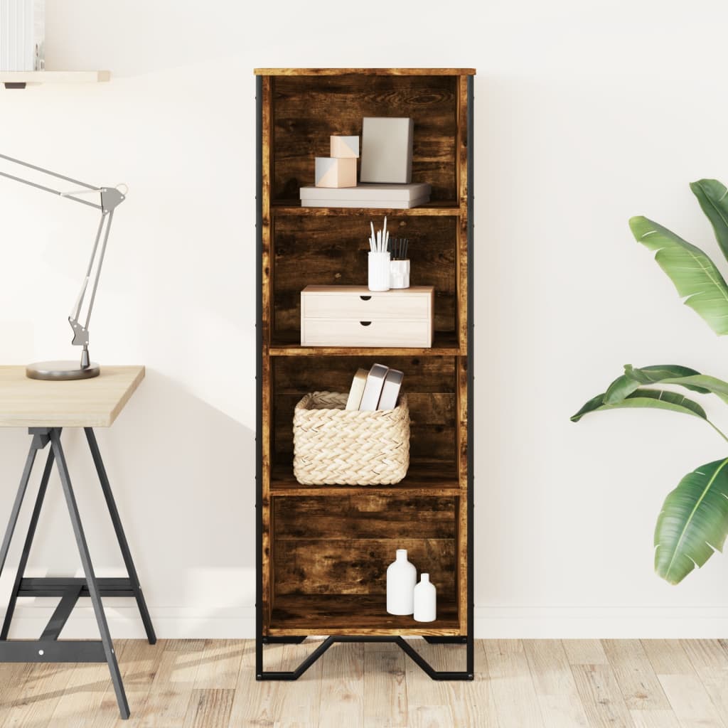 Bibliothèque chêne fumé 50x31x137,5 cm bois d'ingénierie - XIOS