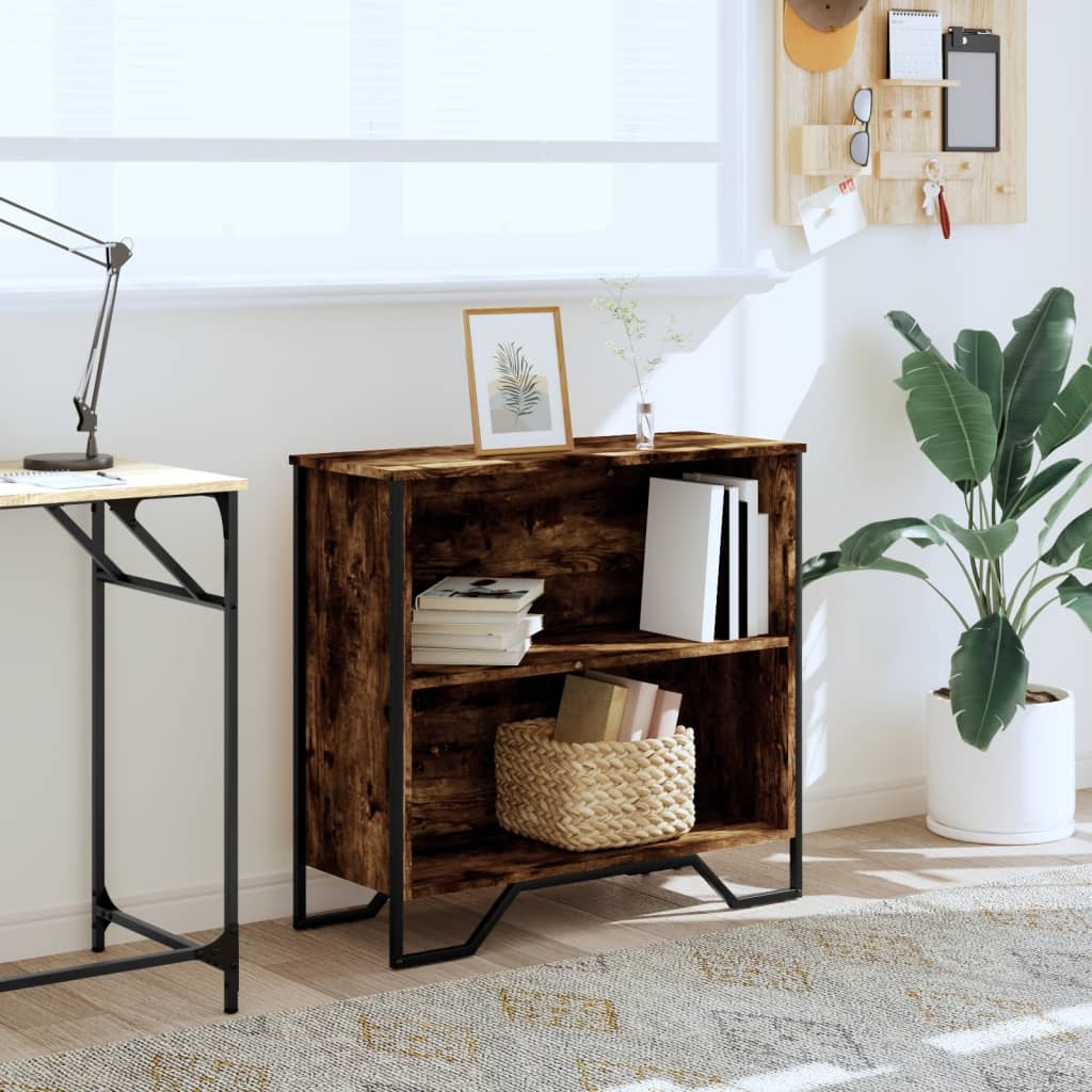 Bibliothèque chêne fumé 80x31x74,5 cm bois d'ingénierie - XIOS