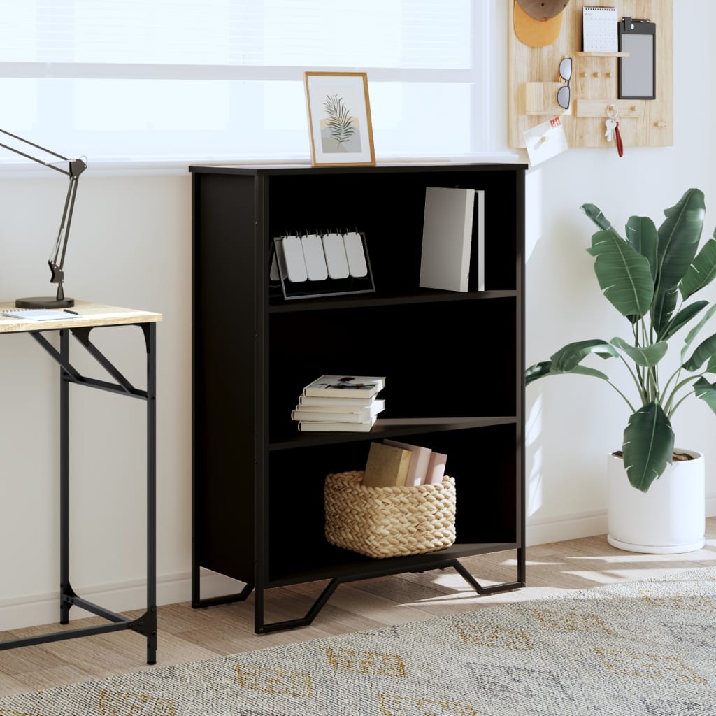 Bibliothèque noir 80x31x106 cm bois d'ingénierie - XIOS