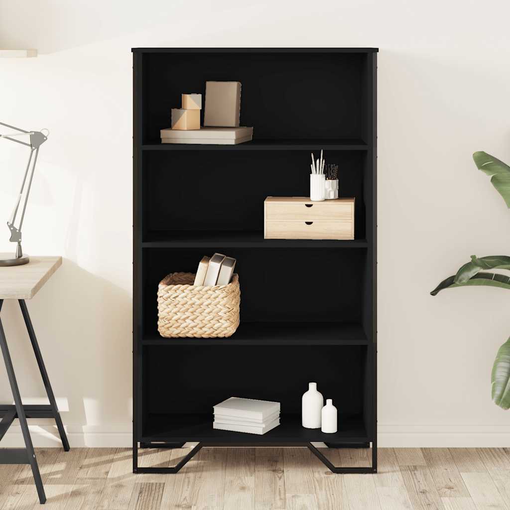 Bibliothèque noir 80x31x137,5 cm bois d'ingénierie - XIOS