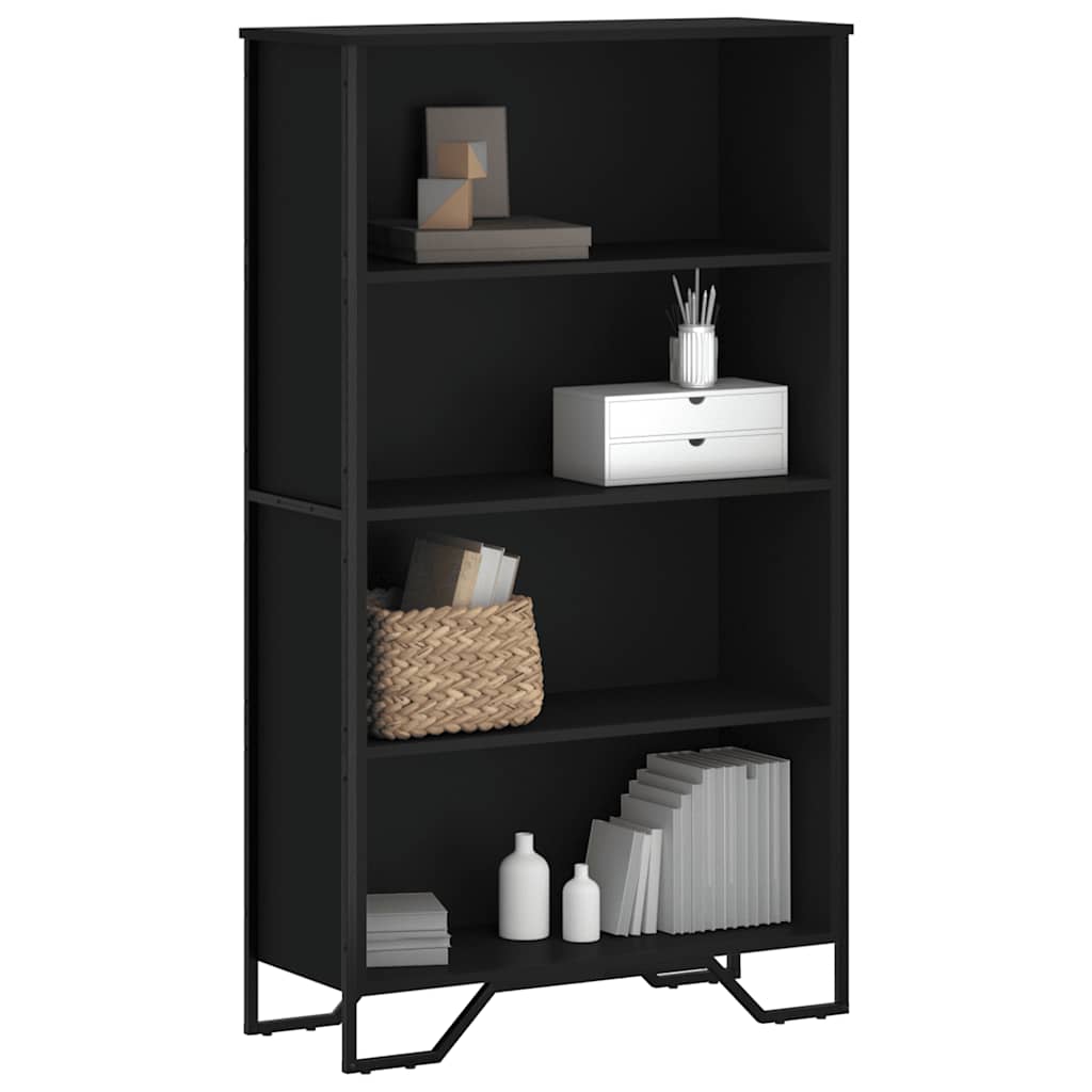 Bibliothèque noir 80x31x137,5 cm bois d'ingénierie - XIOS