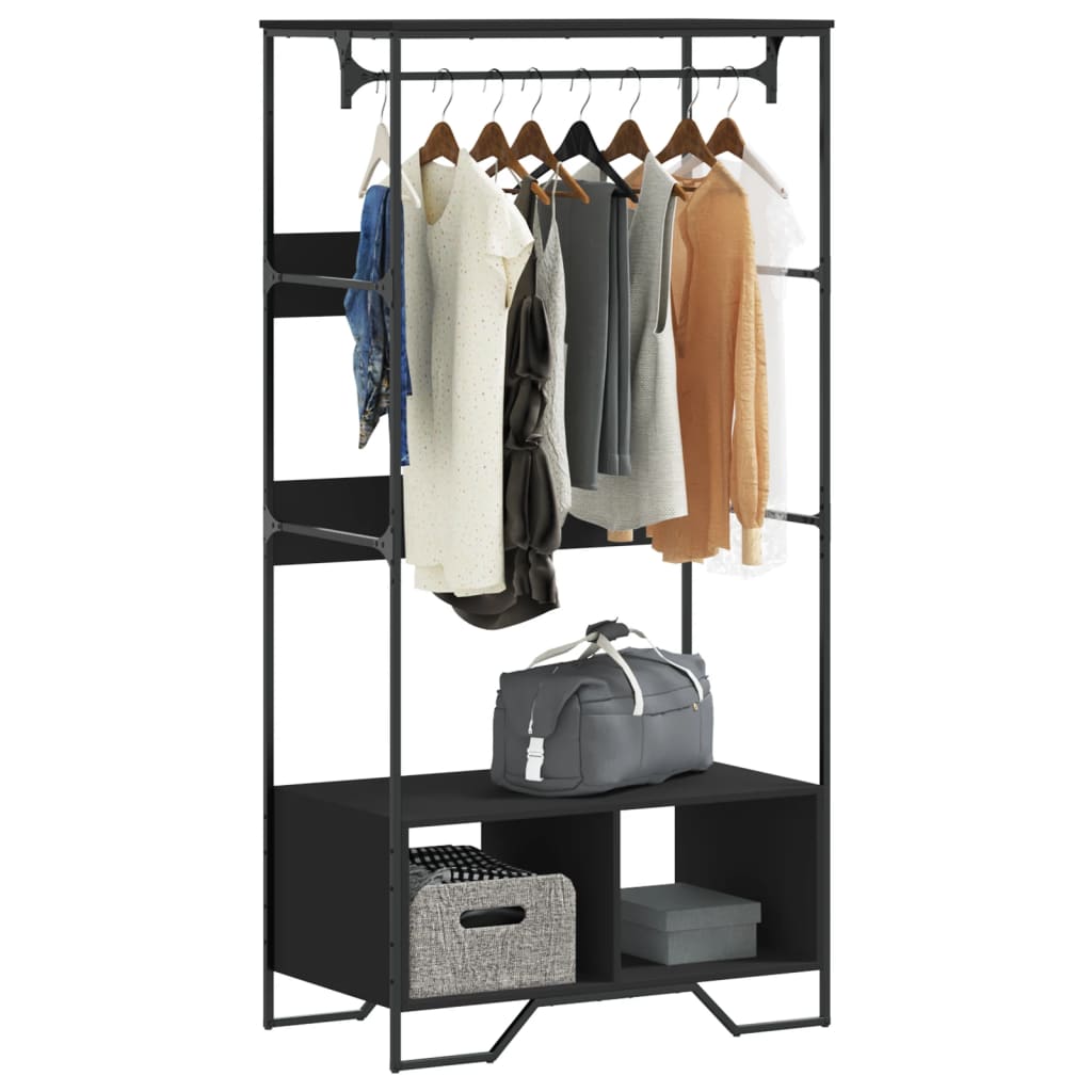 Armoire noir 90x50x180 cm bois d’ingénierie - XIOS