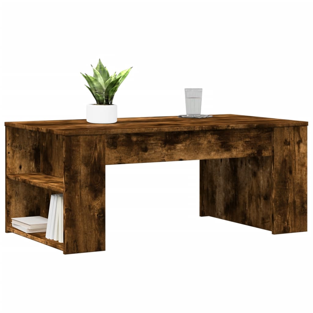 Table basse chêne fumé 102x55x42 cm bois d'ingénierie - XIOS