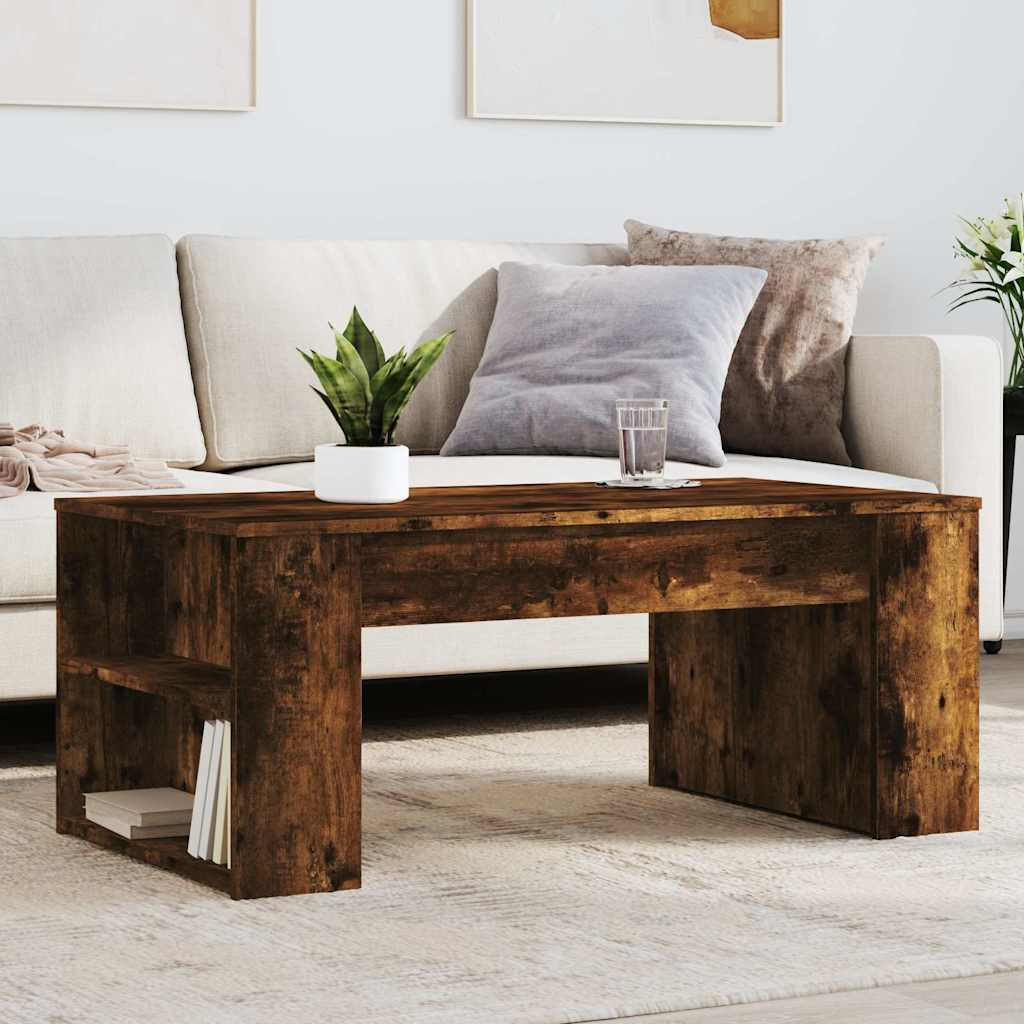 Table basse chêne fumé 102x55x42 cm bois d'ingénierie - XIOS