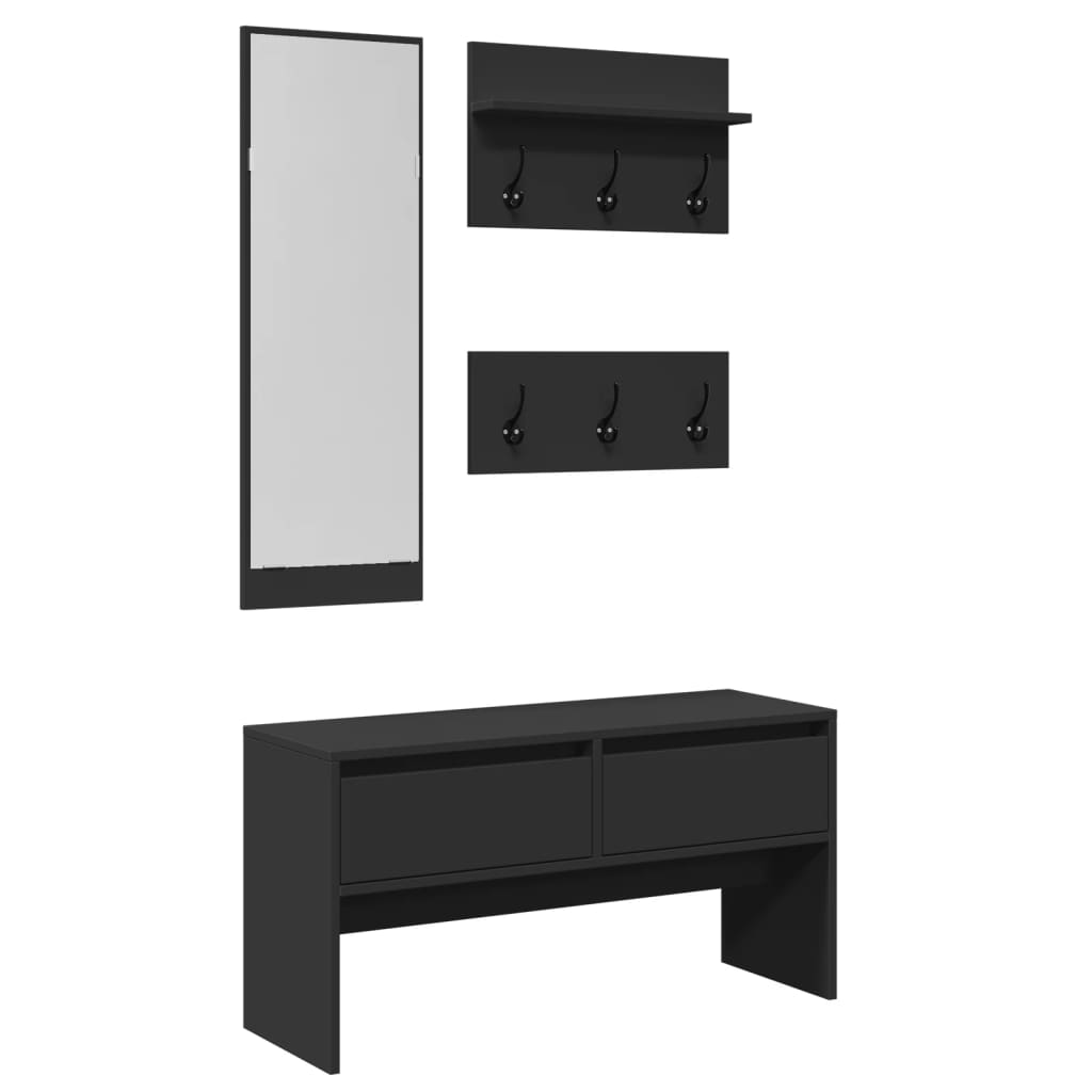 Ensemble de meubles de couloir 4 pcs noir bois d'ingénierie - XIOS