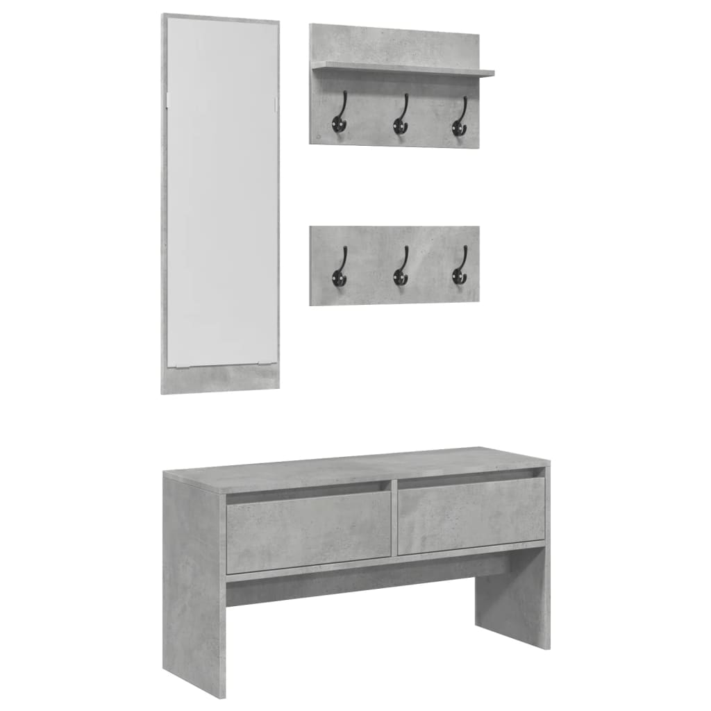 Ensemble de meubles de couloir 4 pcs gris béton bois ingénierie - XIOS