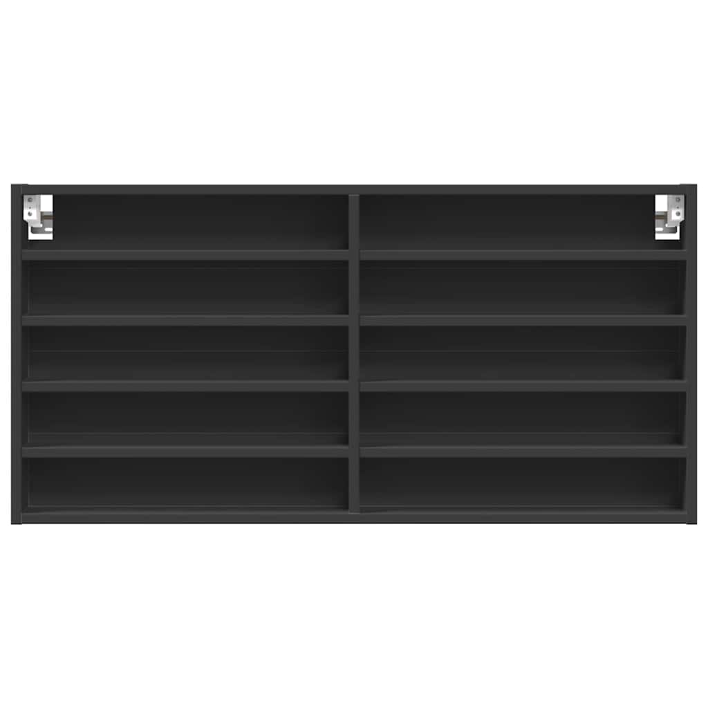 Armoire à vitrine noir 100x8,5x50 cm bois d'ingénierie - XIOS