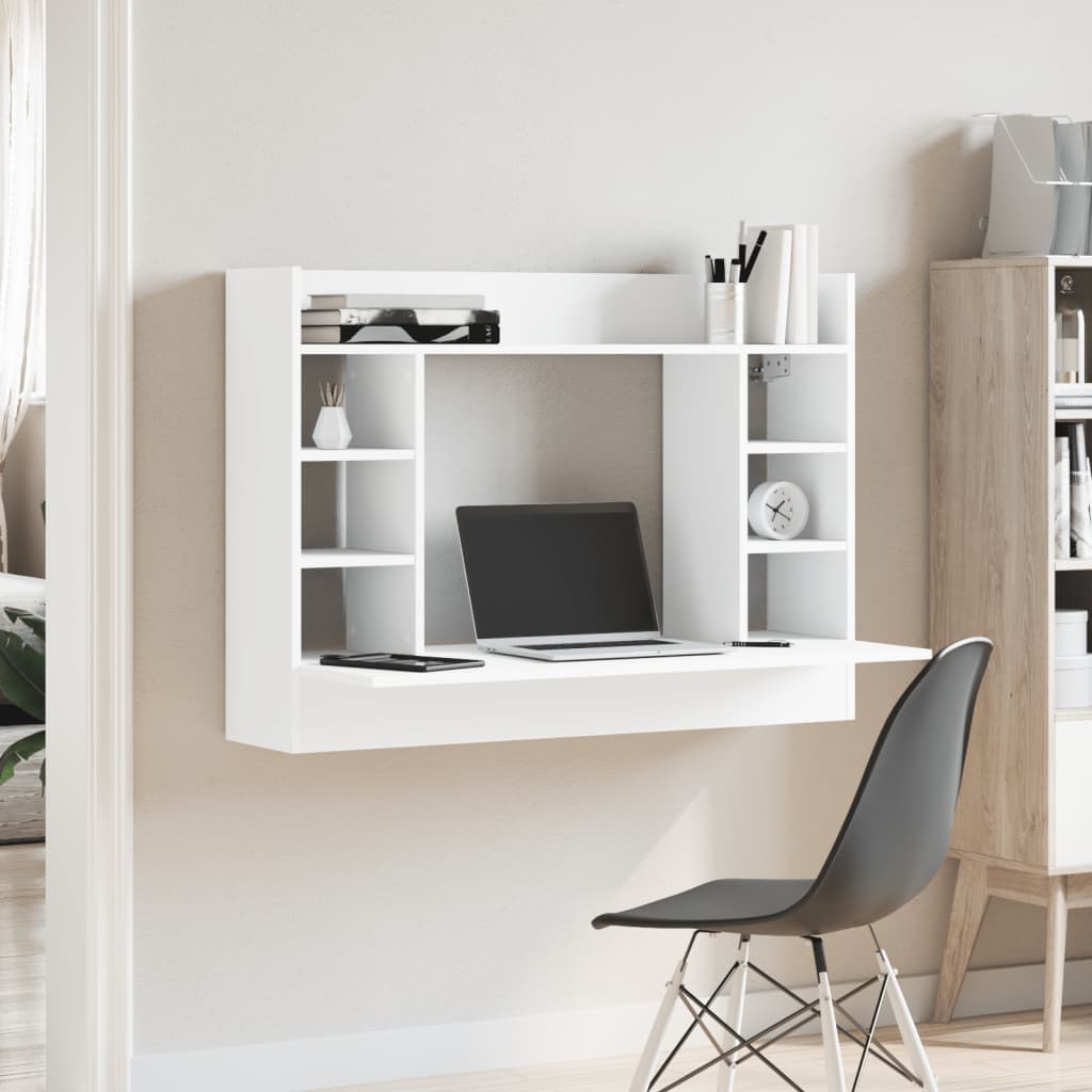 Bureau mural blanc 105x48x75 cm bois d'ingénierie - XIOS