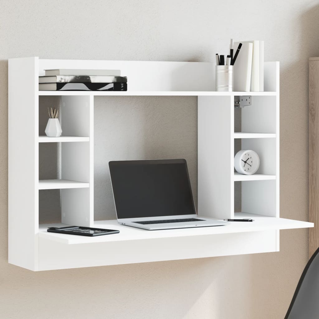 Bureau mural blanc 105x48x75 cm bois d'ingénierie - XIOS