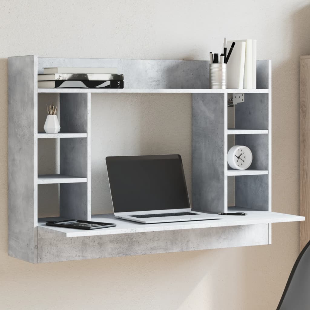 Bureau mural gris béton 105x48x75 cm bois d'ingénierie - XIOS