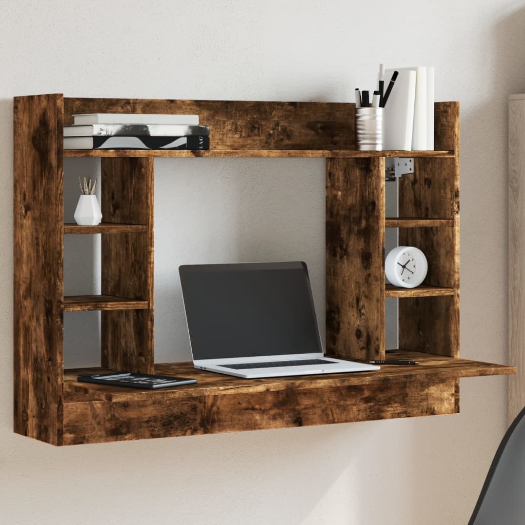 Bureau mural chêne fumé 105x48x75 cm bois d'ingénierie - XIOS
