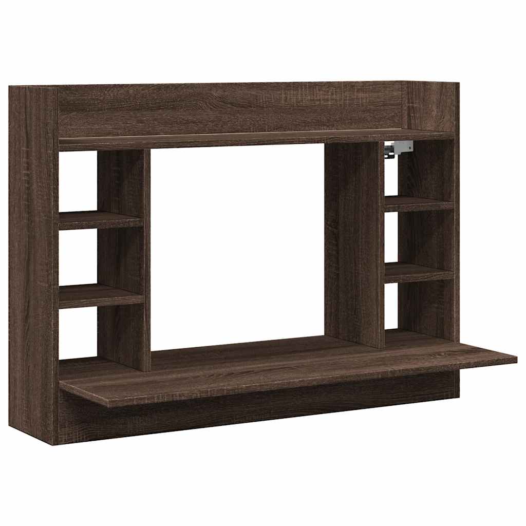Bureau mural chêne marron 105x48x75 cm bois d'ingénierie - XIOS