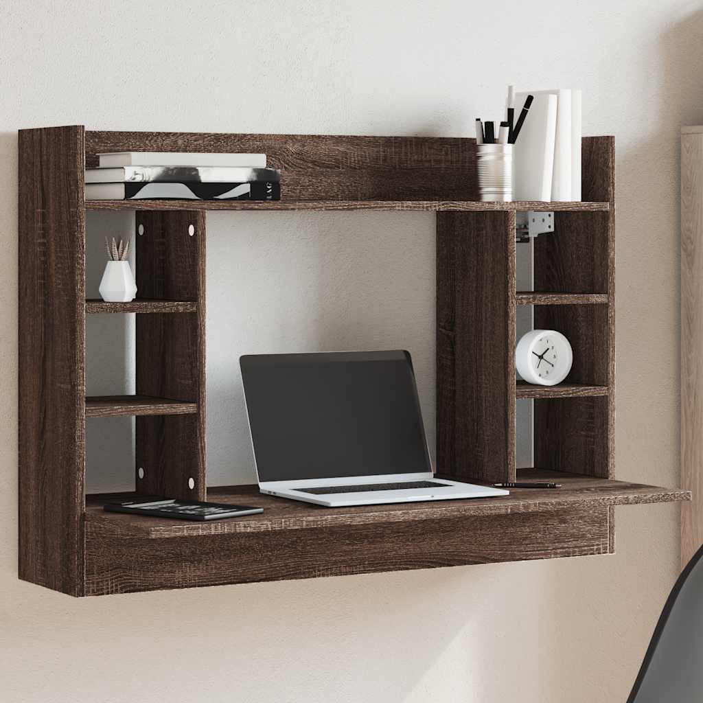 Bureau mural chêne marron 105x48x75 cm bois d'ingénierie - XIOS