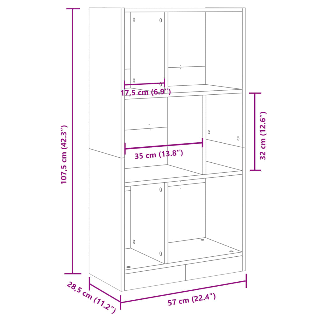 Bibliothèque chêne sonoma 57x28,5x107,5 cm bois d'ingénierie - XIOS