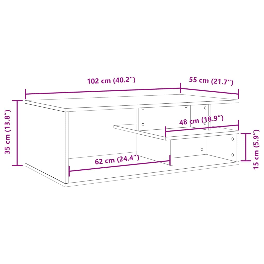 Table basse blanc 102x55x35 cm bois d'ingénierie - XIOS