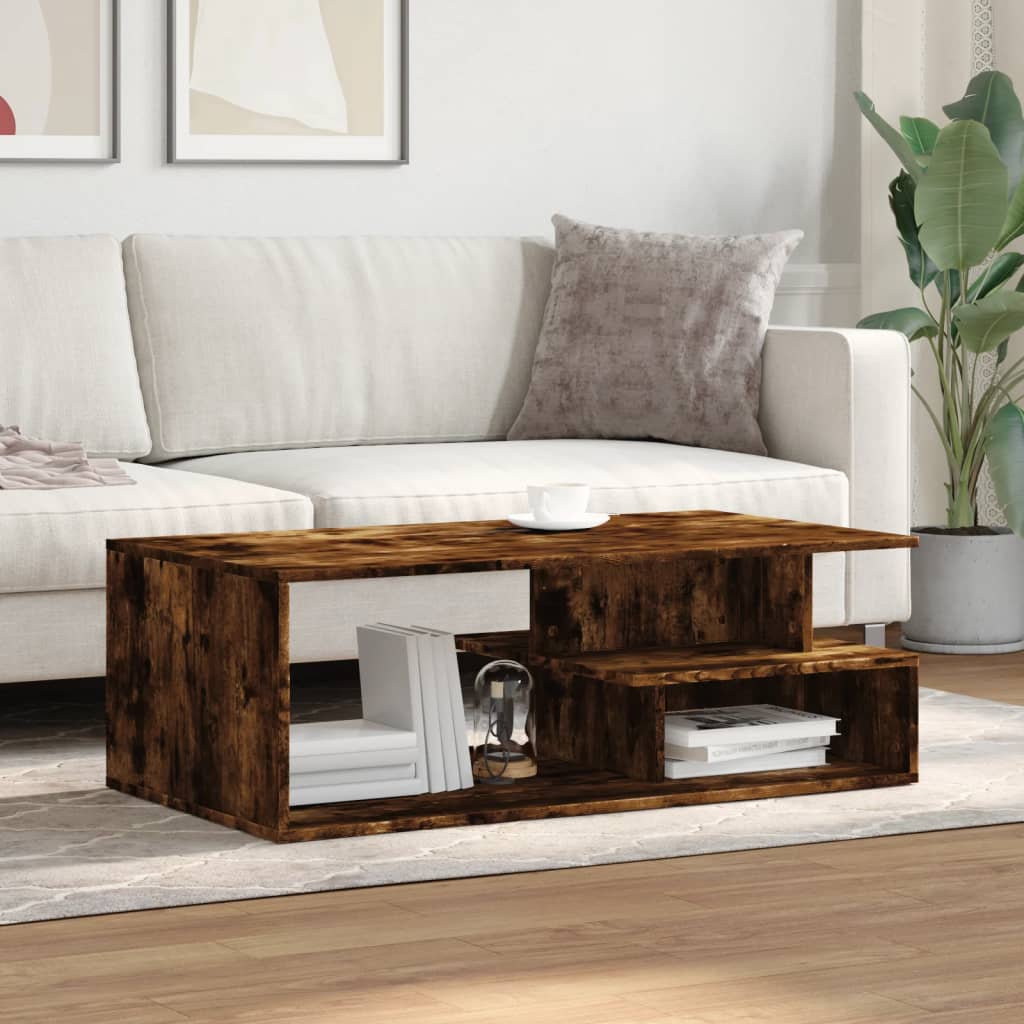 Table basse chêne fumé 102x55x35 cm bois d'ingénierie - XIOS