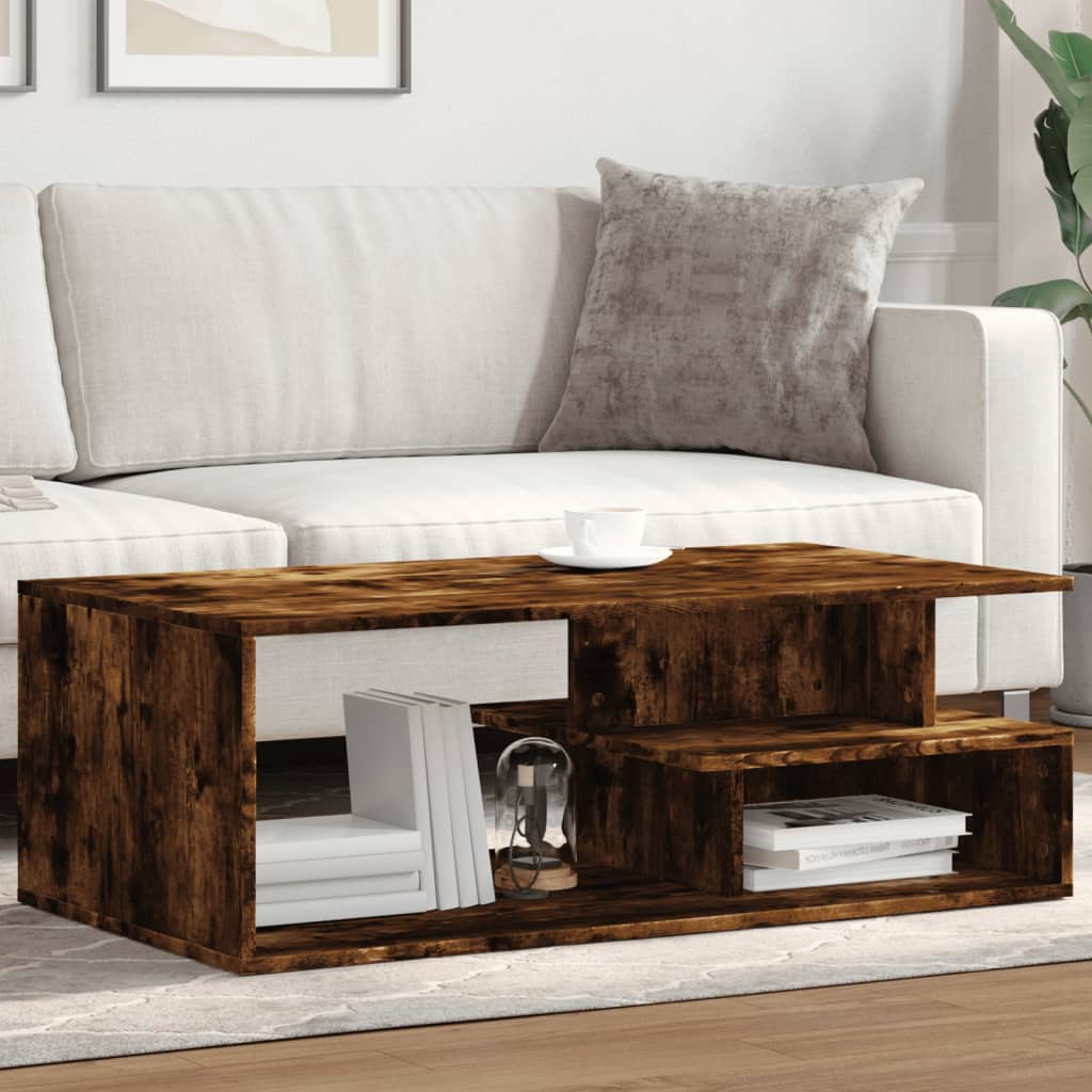 Table basse chêne fumé 102x55x35 cm bois d'ingénierie - XIOS