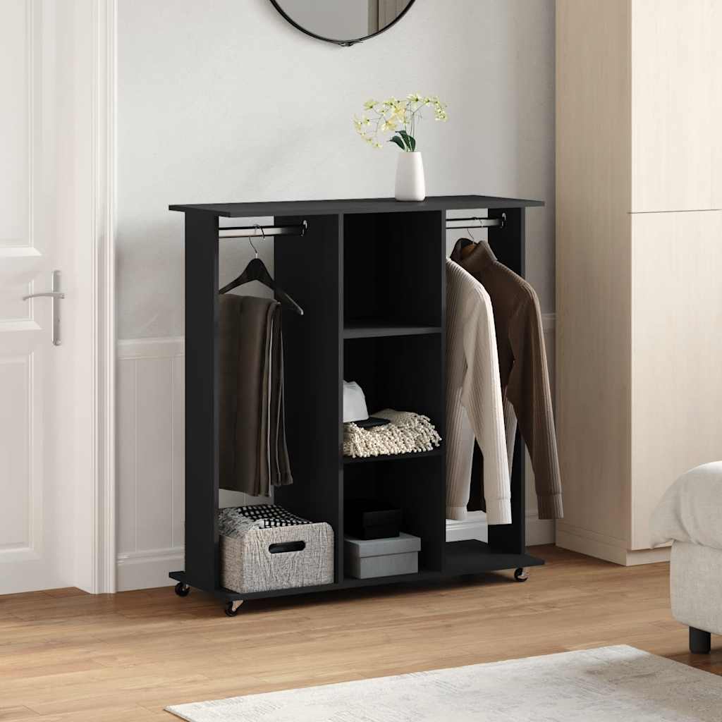 Garde-robe avec roues noir 102x38x110 cm bois d'ingénierie - XIOS
