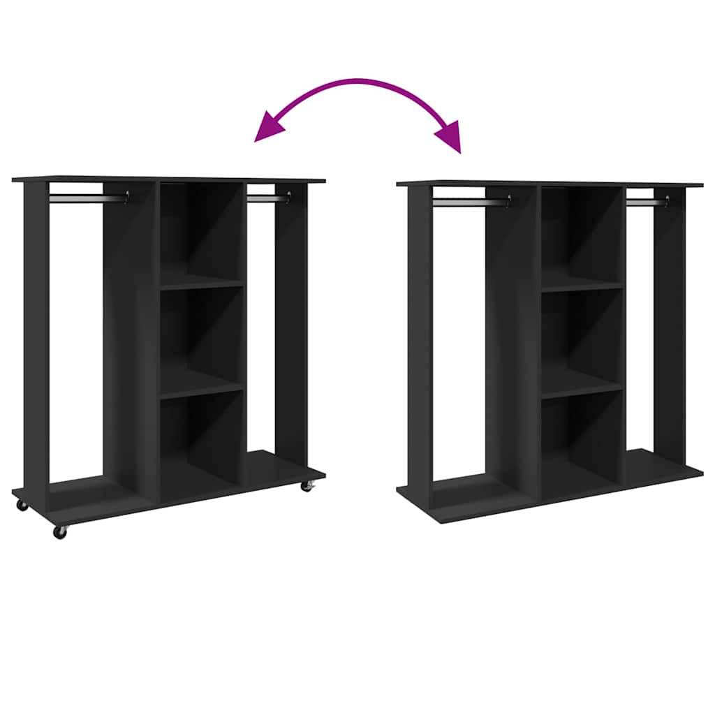 Garde-robe avec roues noir 102x38x110 cm bois d'ingénierie - XIOS