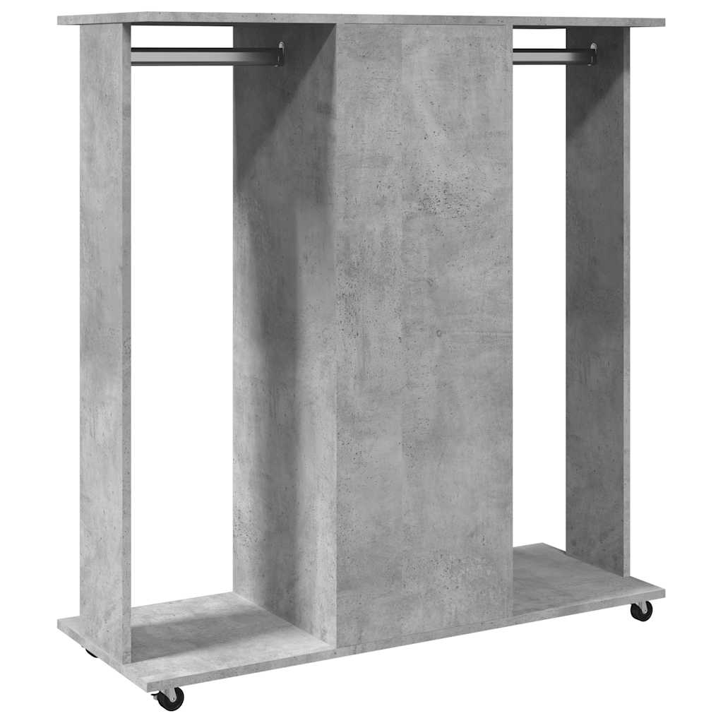 Garde-robe avec roues gris béton 102x38x110cm bois d'ingénierie - XIOS