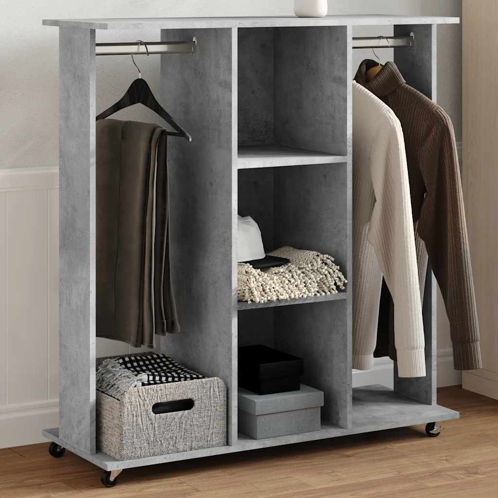 Garde-robe avec roues gris béton 102x38x110cm bois d'ingénierie - XIOS