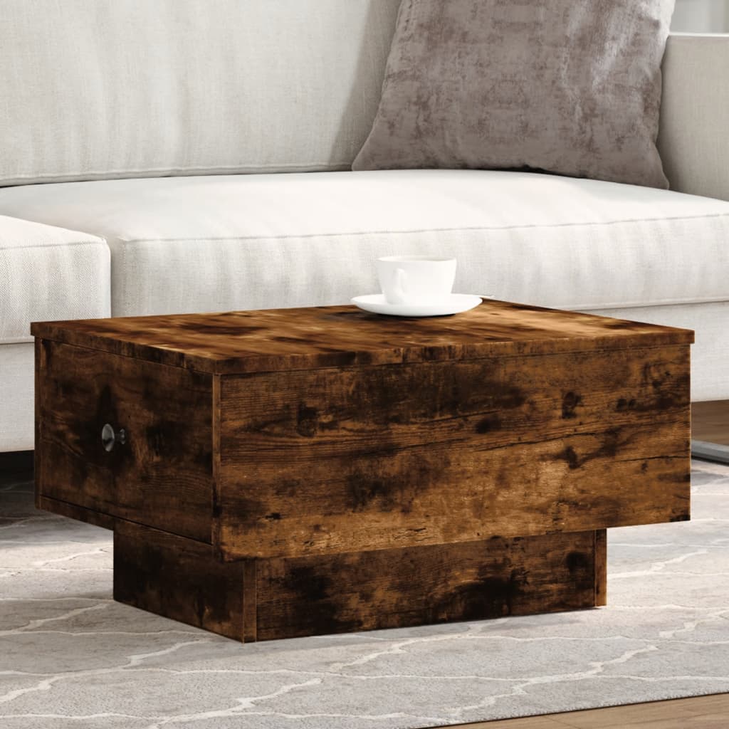 Table basse chêne fumé 60x45x31 cm bois d'ingénierie - XIOS