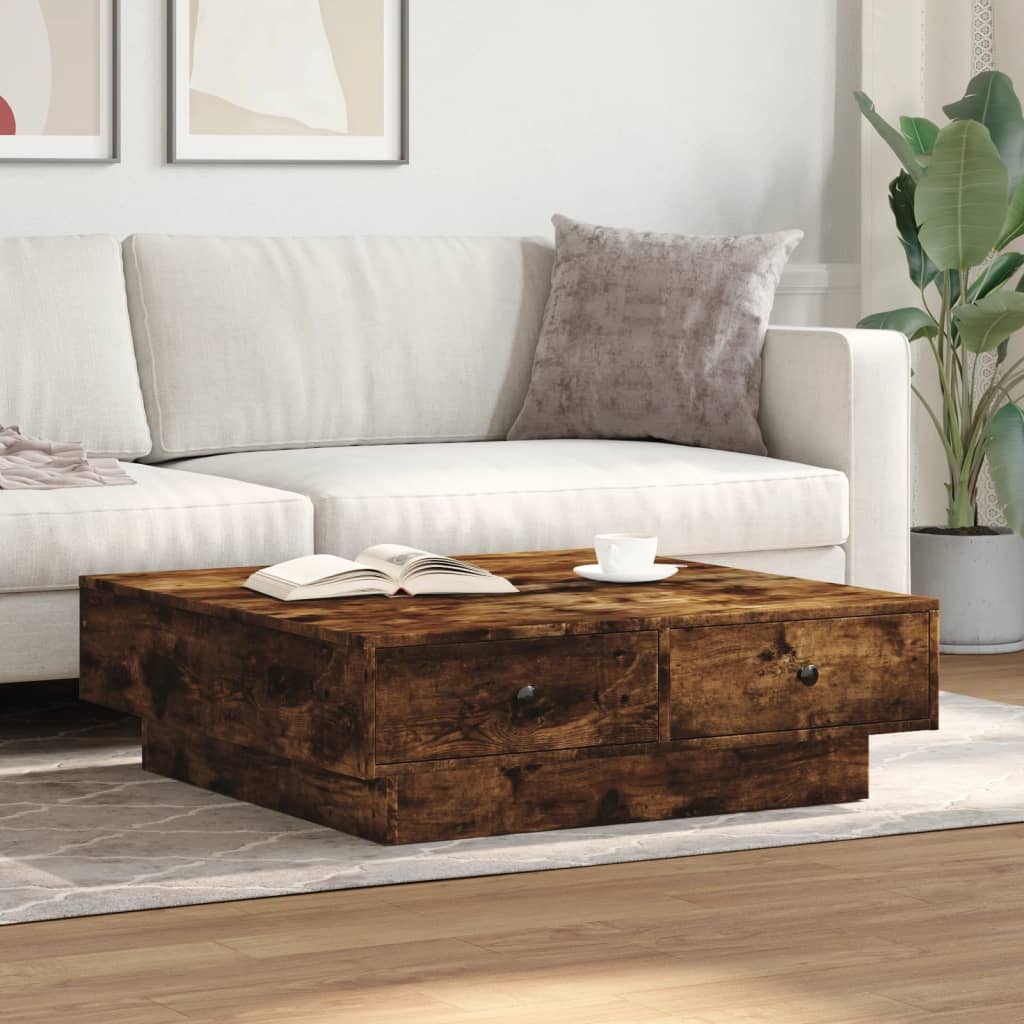Table basse Chêne fumé 90x90x28 cm Bois d'ingénierie - XIOS
