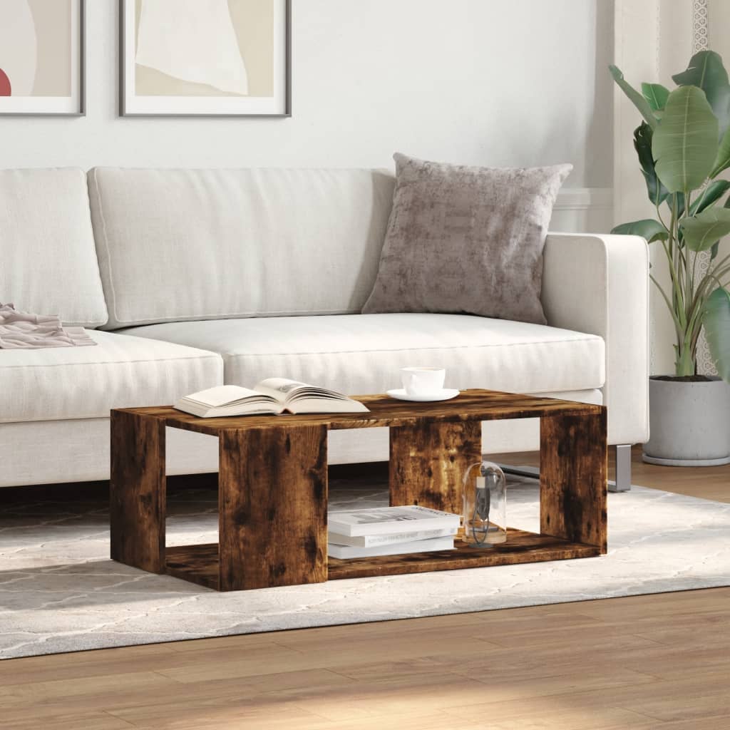 Table basse chêne fumé 89,5x48x30 cm bois d'ingénierie - XIOS