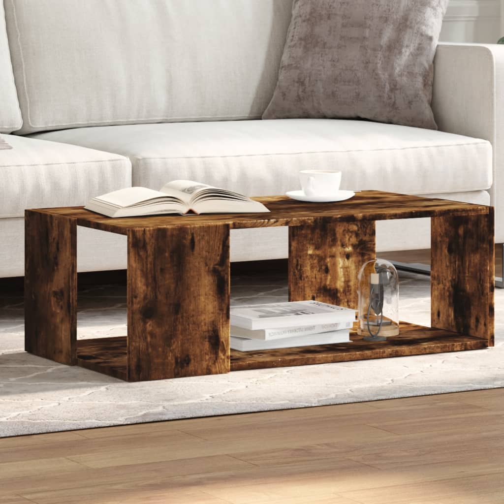 Table basse chêne fumé 89,5x48x30 cm bois d'ingénierie - XIOS