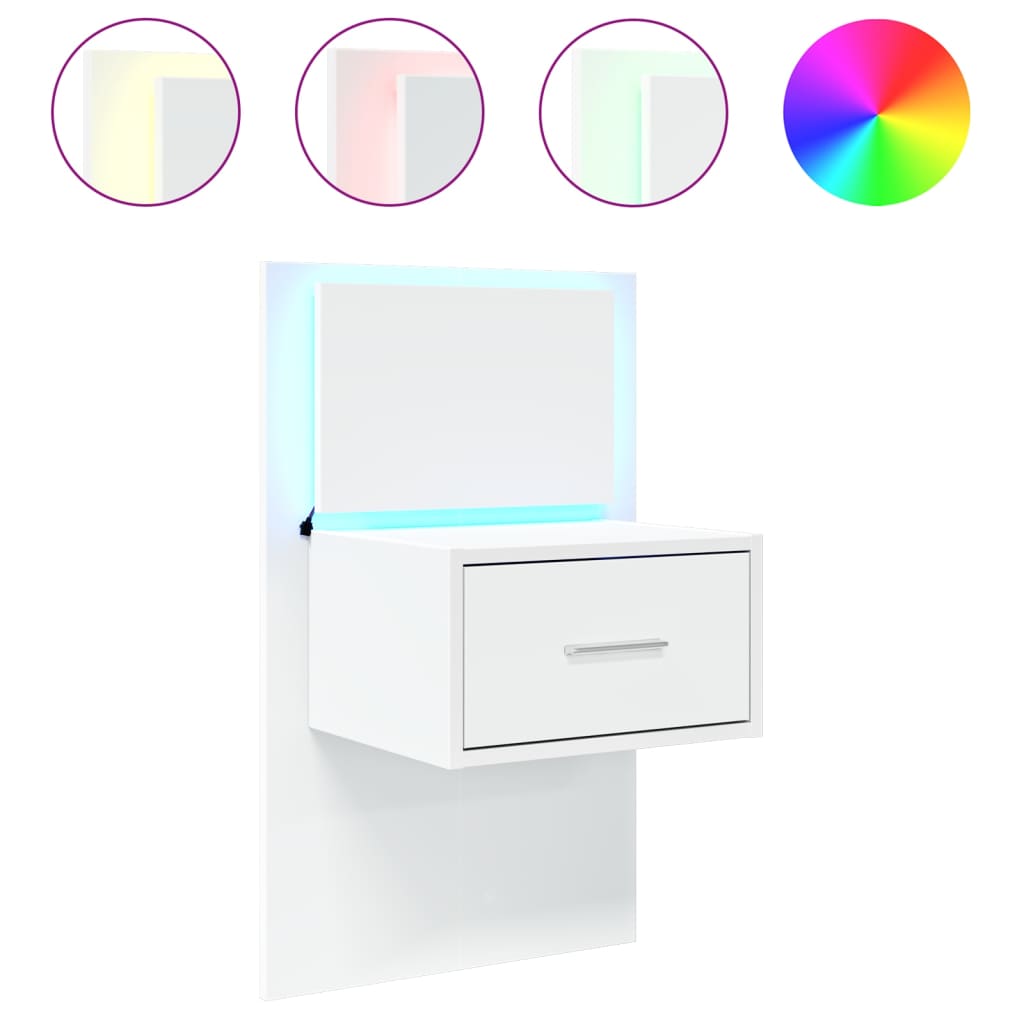 Table de chevet murale avec lumières LED blanc - XIOS