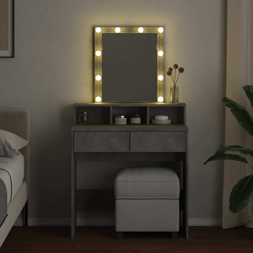 Coiffeuse avec LED gris béton 80x41x144,5 cm - XIOS