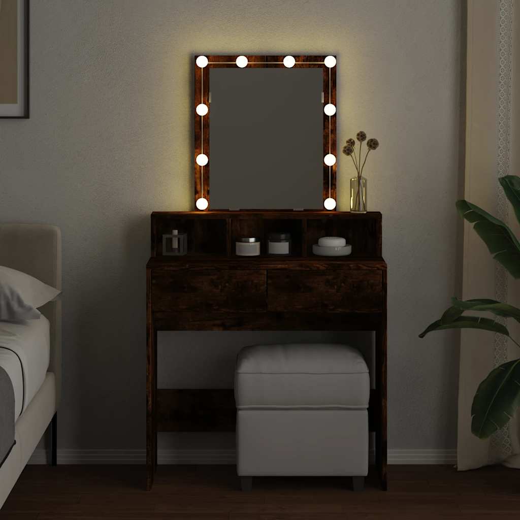 Coiffeuse avec LED chêne fumé 80x41x144,5 cm - XIOS