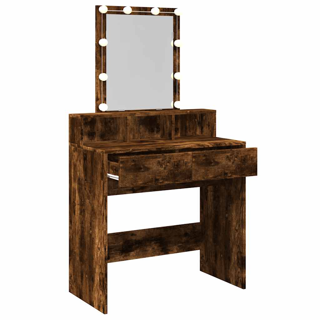 Coiffeuse avec LED chêne fumé 80x41x144,5 cm - XIOS