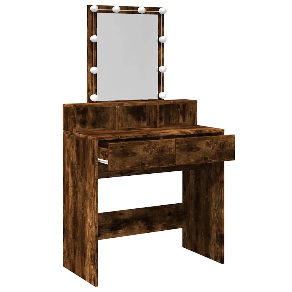 Coiffeuse avec LED chêne fumé 80x41x144,5 cm - XIOS