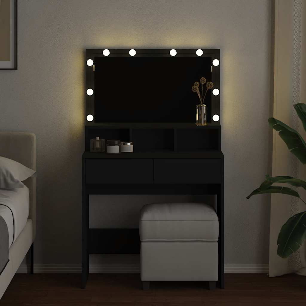 Coiffeuse avec LED noir 80x41x134,5 cm - XIOS