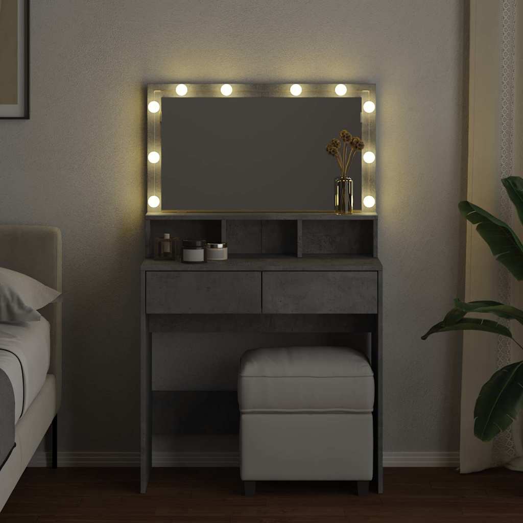 Coiffeuse avec LED gris béton 80x41x134,5 cm - XIOS