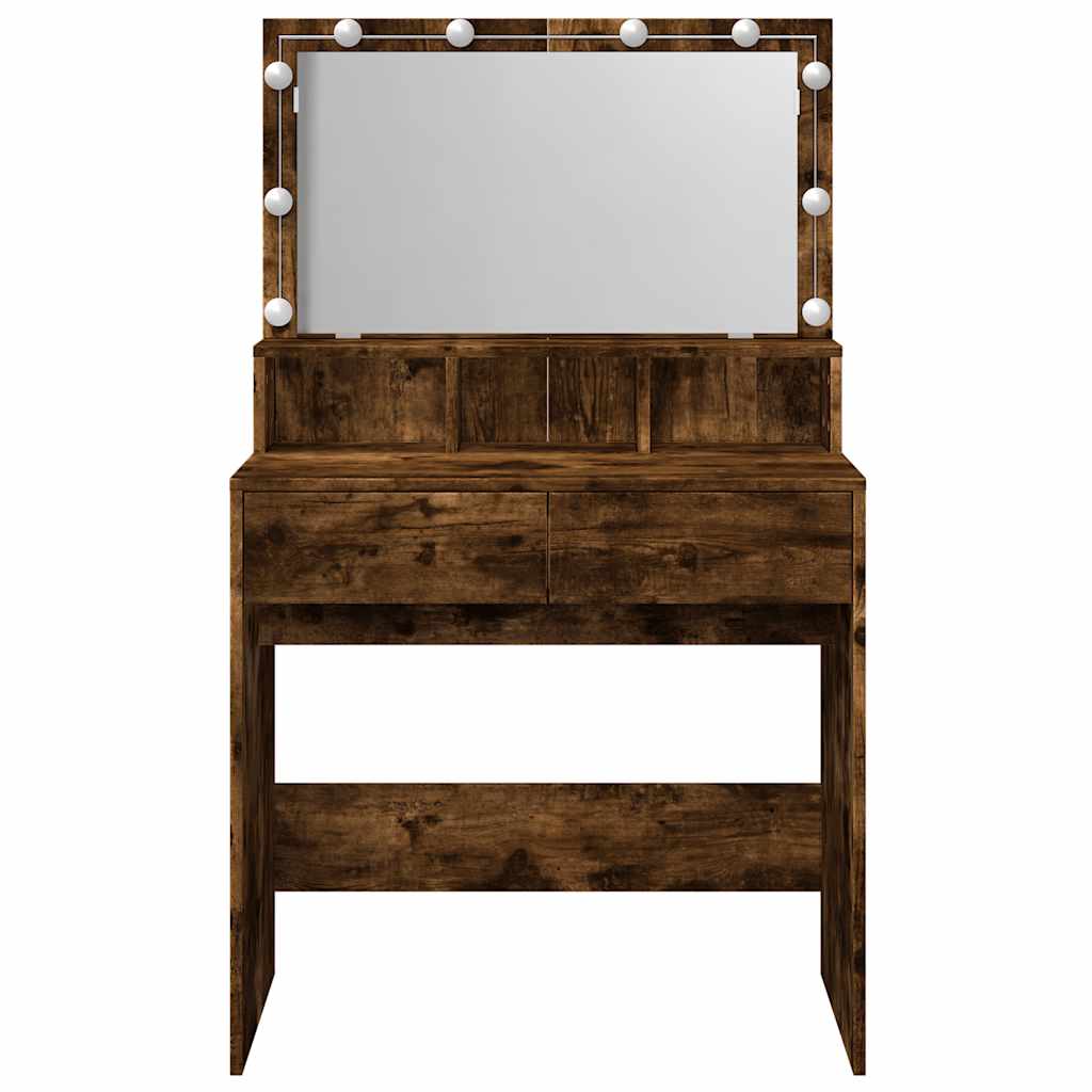 Coiffeuse avec LED chêne fumé 80x41x134,5 cm - XIOS