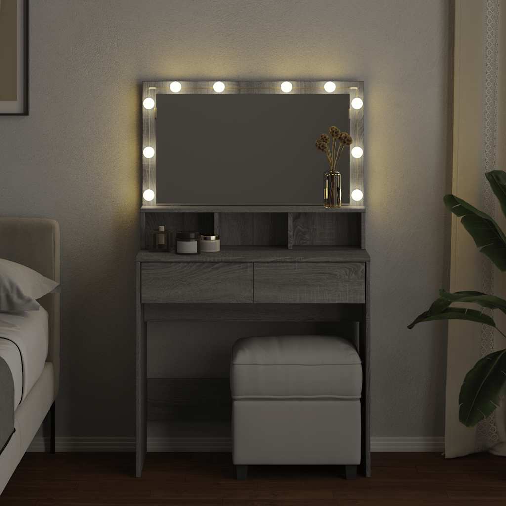 Coiffeuse avec LED sonoma gris 80x41x134,5 cm - XIOS
