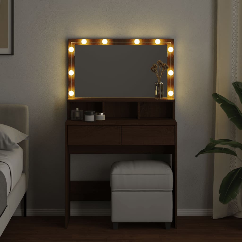 Coiffeuse avec LED chêne marron 80x41x134,5 cm - XIOS