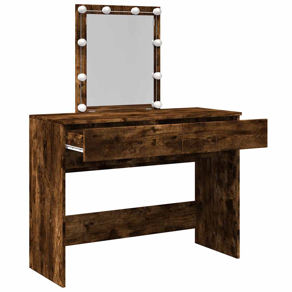 Coiffeuse avec LED chêne fumé 100x40x130 cm - XIOS