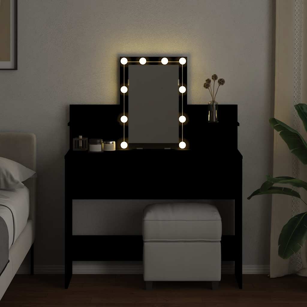 Coiffeuse avec LED noir 100x40x130 cm - XIOS