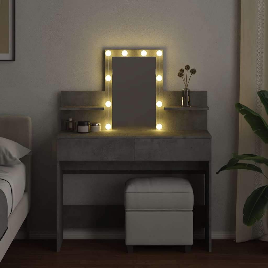 Coiffeuse avec LED gris béton 100x40x130 cm - XIOS