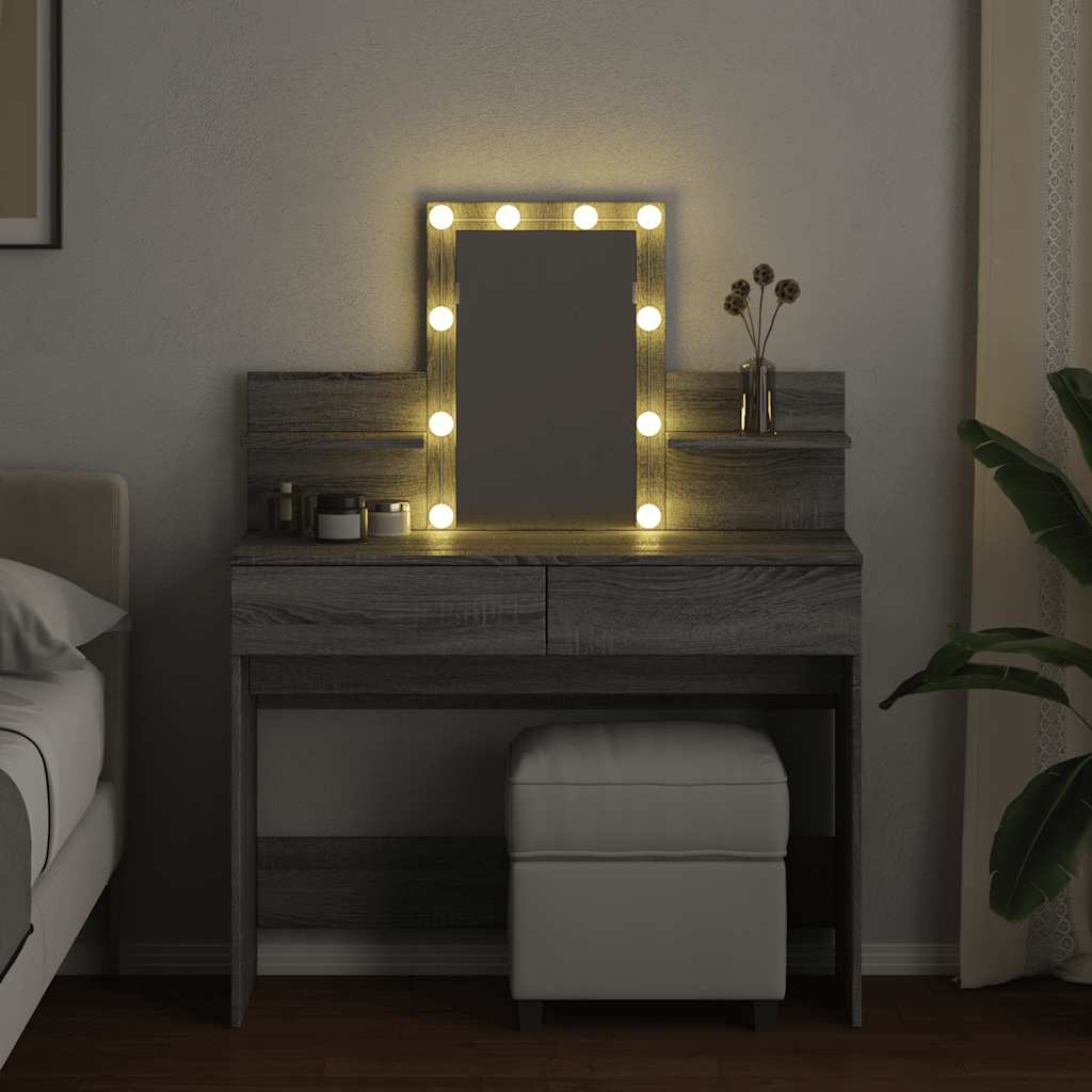 Coiffeuse avec LED sonoma gris 100x40x130 cm - XIOS