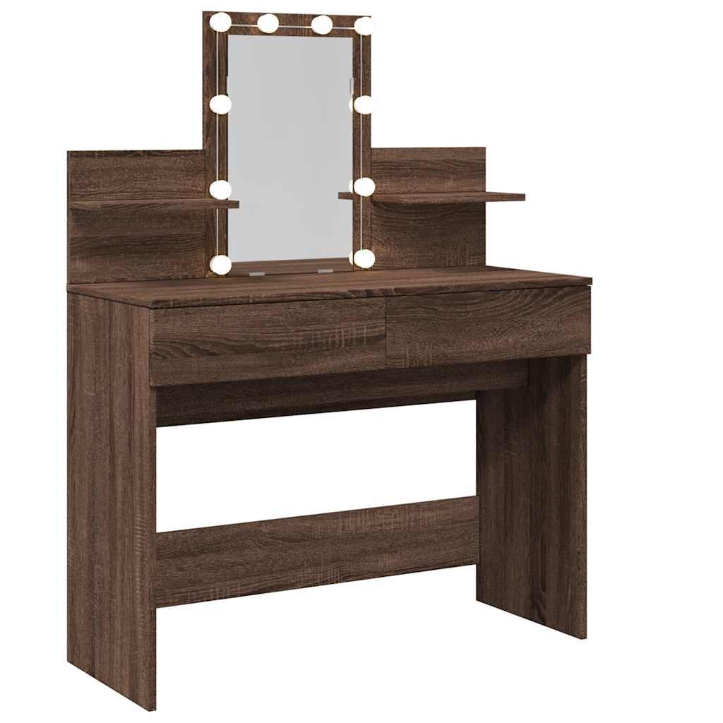 Coiffeuse avec LED chêne marron 100x40x130 cm - XIOS