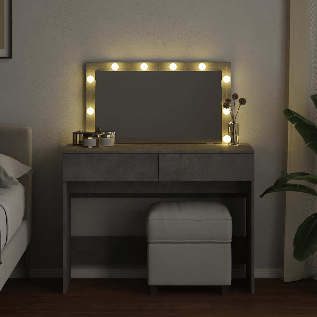 Coiffeuse avec LED gris béton 100x40x120 cm - XIOS