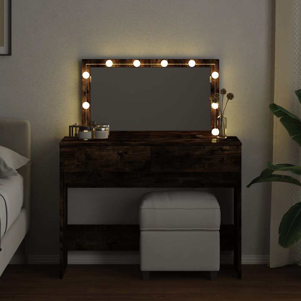 Coiffeuse avec LED chêne fumé 100x40x120 cm - XIOS